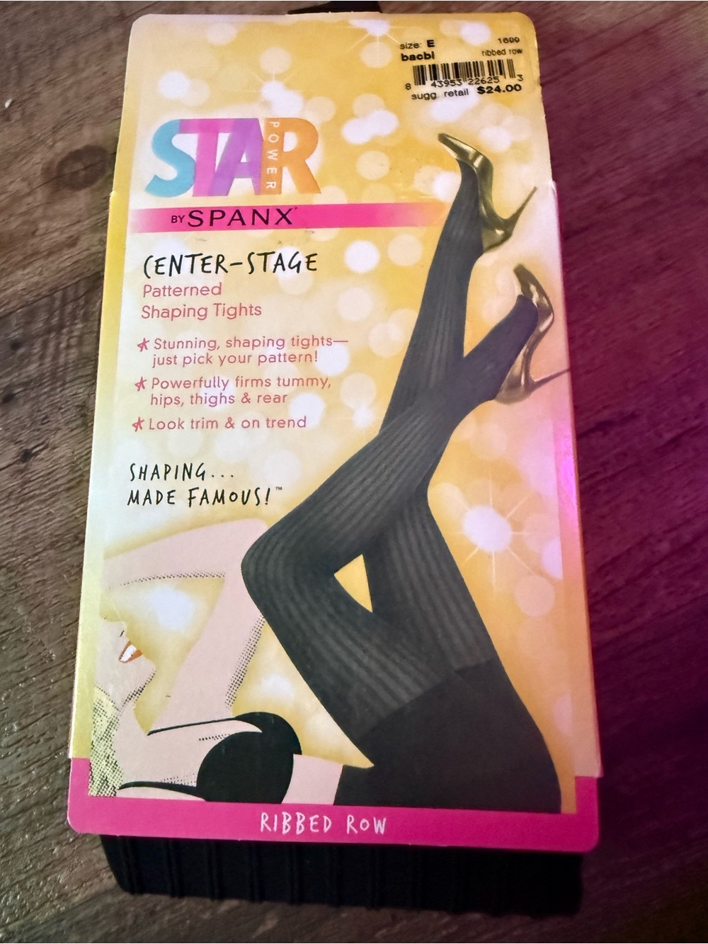SPANX Ribbed Row Black Patterned Shaping Tights